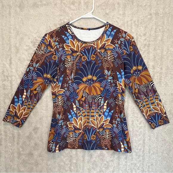 J. McLaughlin Safari Top Giraffe Zebra - Picture 1 of 14